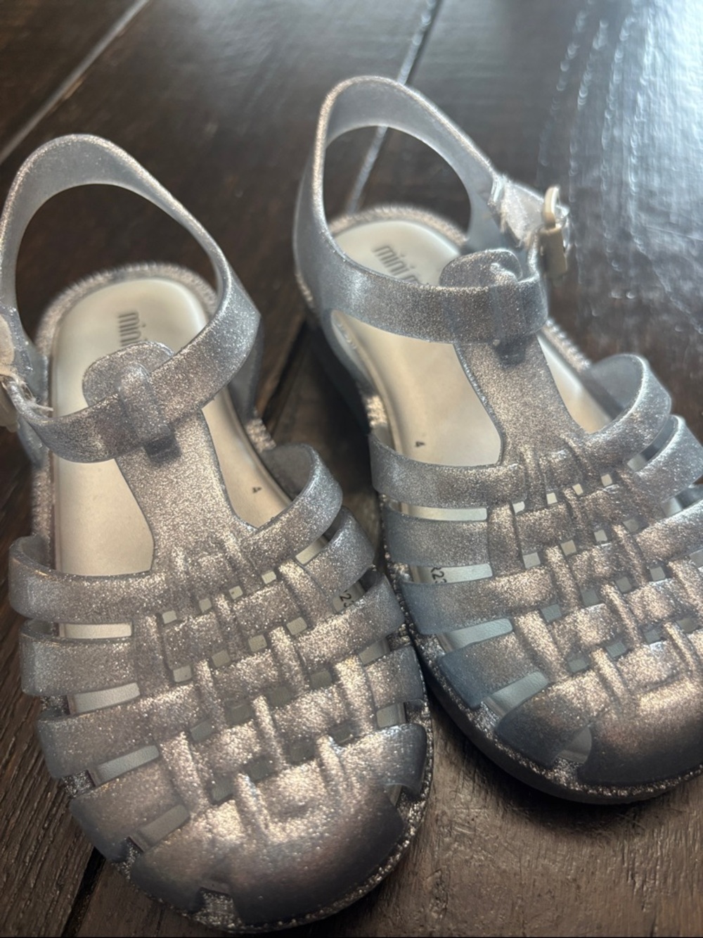 Mini Melissa Metallic Silver Glitter Jelly Sandals - Picture 10 of 10